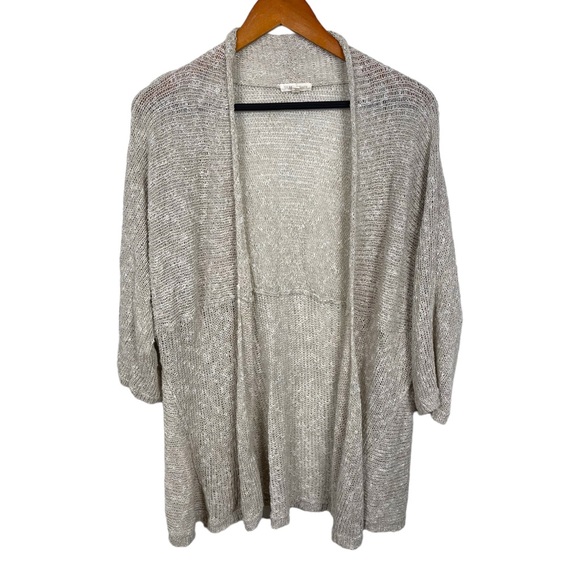 EILEEN FISHER Womens Beige 3/4 Sleeve Open Cardigan Wear To Work Sweater main image 1